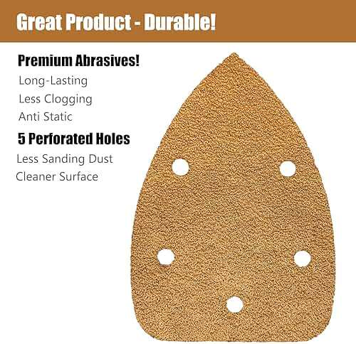 50 Pack Mouse Sander Sandpaper, Sanding Pads for 5.5'' Detail Sanders, Hook and Loop Sandpaper Detail Sander Palm Sander Sandpaper for Wood Furniture Sanding Refinishing (40 Grit) - Image 2