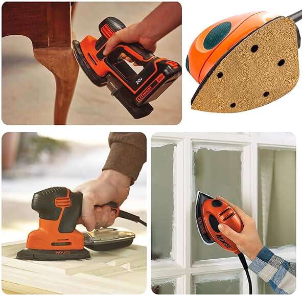 50 Pack Mouse Sander Sandpaper, Sanding Pads for 5.5'' Detail Sanders, Hook and Loop Sandpaper Detail Sander Palm Sander Sandpaper for Wood Furniture Sanding Refinishing (40 Grit) - Image 7