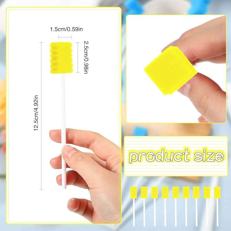 Mumufy 500 Pcs Disposable Oral Swabs for Toothbrush Oral Swabs Bulk Dental Swab Sticks 4.92" Sponge Individually Wrapped Care for Mouth (Multicolor) - Image 2