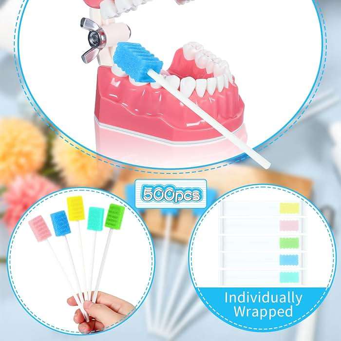 Mumufy 500 Pcs Disposable Oral Swabs for Toothbrush Oral Swabs Bulk Dental Swab Sticks 4.92" Sponge Individually Wrapped Care for Mouth (Multicolor) - Image 3