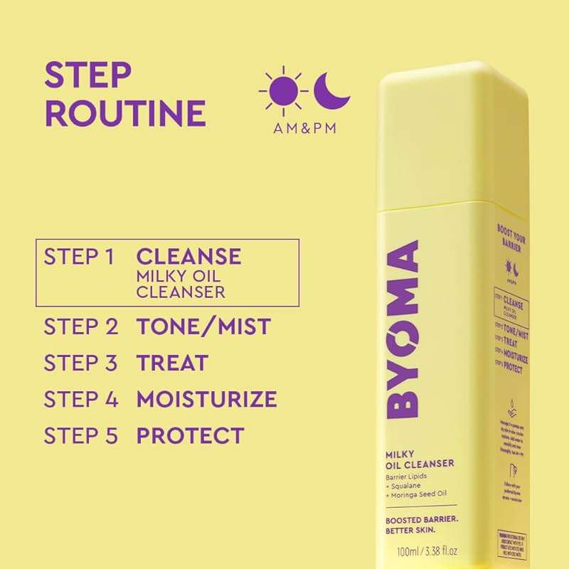 BYOMA Milky Oil Cleanser - Hydrating Facial Cleanser for Skin Barrier Repair - Tri-Ceramide Face Wash for Sensitive Skin & All Skin Types - Deeply Hydrated Skin, No Oily Residue - 3.38 fl oz - Image 6