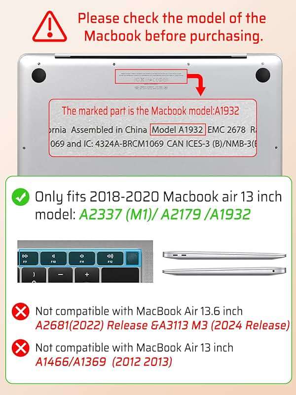 Seorsok Compatible with MacBook Air 13 Inch Case 2022-2018 Release A1932 A2179 M1 A2337 Touch ID,Elegant Leather Plastic Hard Shell Case with Keyboard Cover,Beige Woven Fabric No Logo Cutout Design - Image 3