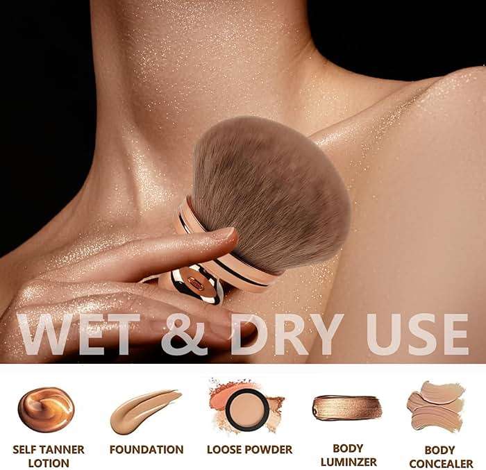 Extra Large Body Makeup Brush For Self Tanner, Self Tan Back Applicator, 74mm Wide-headed Kabuki Brush For Bronzers Blend Self Tanning Applicator, Oval Face Leg Makeup Brush With Drawstring Bag - Image 4