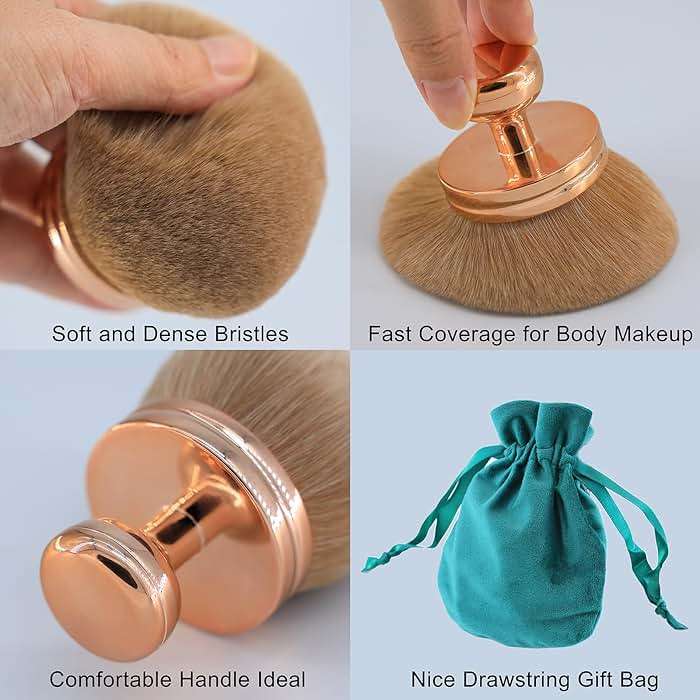Extra Large Body Makeup Brush For Self Tanner, Self Tan Back Applicator, 74mm Wide-headed Kabuki Brush For Bronzers Blend Self Tanning Applicator, Oval Face Leg Makeup Brush With Drawstring Bag - Image 6