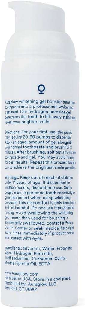 Auraglow Teeth Whitening Gel for Toothpaste, 9% Hydrogen Peroxide, Add to Toothpaste to Whiten, 350+ Whitening Treatments, Removes Coffee Wine Tea Stains, No Trays or Strips, Made in USA, 2.6oz - Image 6