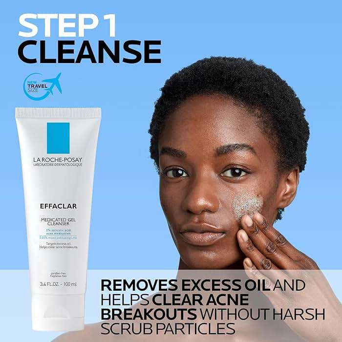 La Roche-Posay Acne Skin Care Set, Toleriane Double Repair Matte Moisturizer 75ml & Effaclar Medicated Gel Cleasner 100ml, Gel Moisturizer with Niacinamide & Acne Cleasner with Salicylic Acid - Image 2