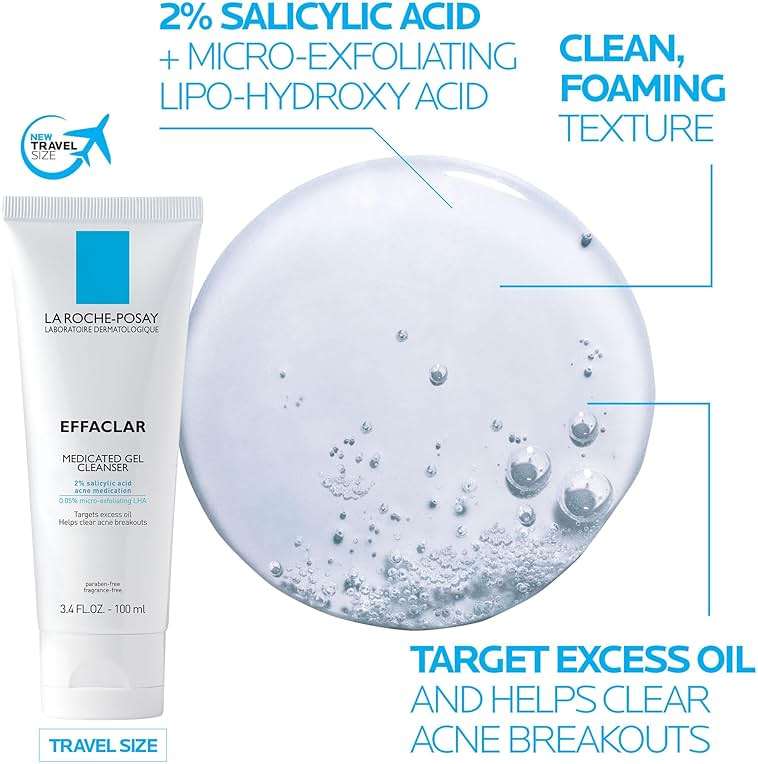 La Roche-Posay Acne Skin Care Set, Toleriane Double Repair Matte Moisturizer 75ml & Effaclar Medicated Gel Cleasner 100ml, Gel Moisturizer with Niacinamide & Acne Cleasner with Salicylic Acid - Image 4
