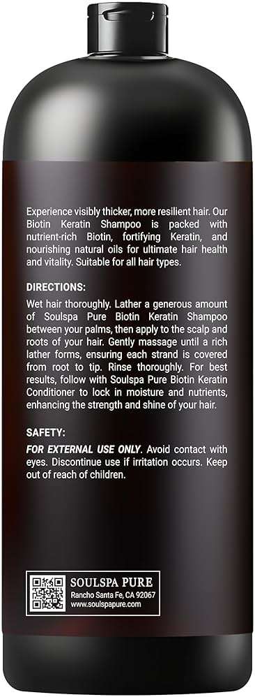 SOULSPA PURE Biotin Shampoo with Keratin - Advanced Anti-Thinning, Hair Growth & Repair Formula - Soothes Scalp, with Tea Tree Oil & DHT Blockers - Strong, Healthy Hair for Men & Women - 16 fl oz - Image 8