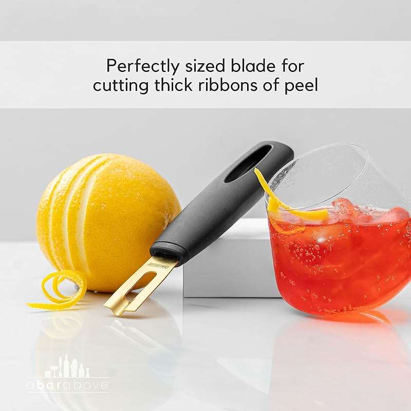 A Bar Above Black Handle Stainless Steel Channel Knife, Chef-Grade Citrus Garnish Tool, Zester and Fruit Peeler for Cocktails, Culinary Presentation, and Kitchen Use - Image 4