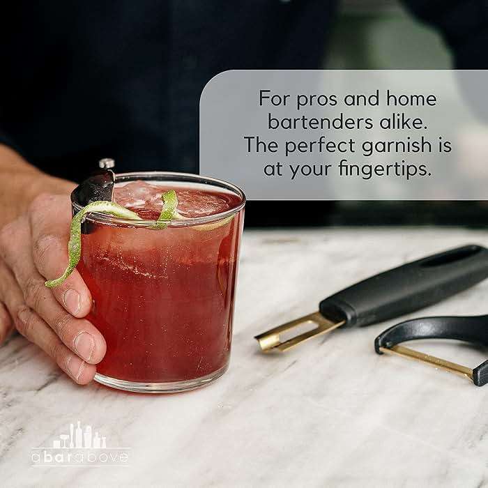 A Bar Above Black Handle Stainless Steel Channel Knife, Chef-Grade Citrus Garnish Tool, Zester and Fruit Peeler for Cocktails, Culinary Presentation, and Kitchen Use - Image 6