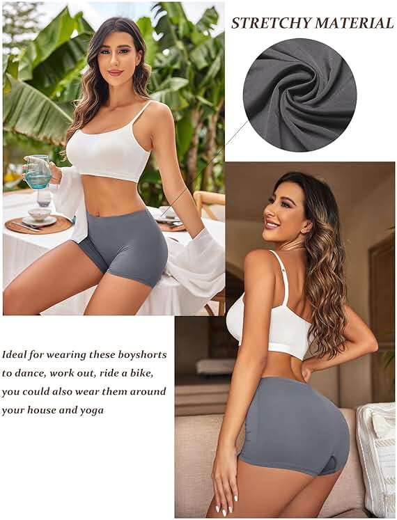 Ekouaer Boyshort Panties Women's Soft Underwear Briefs Invisible Hipster 3 Pack Seamless Boxer Brief Panties S-XXL - Image 4