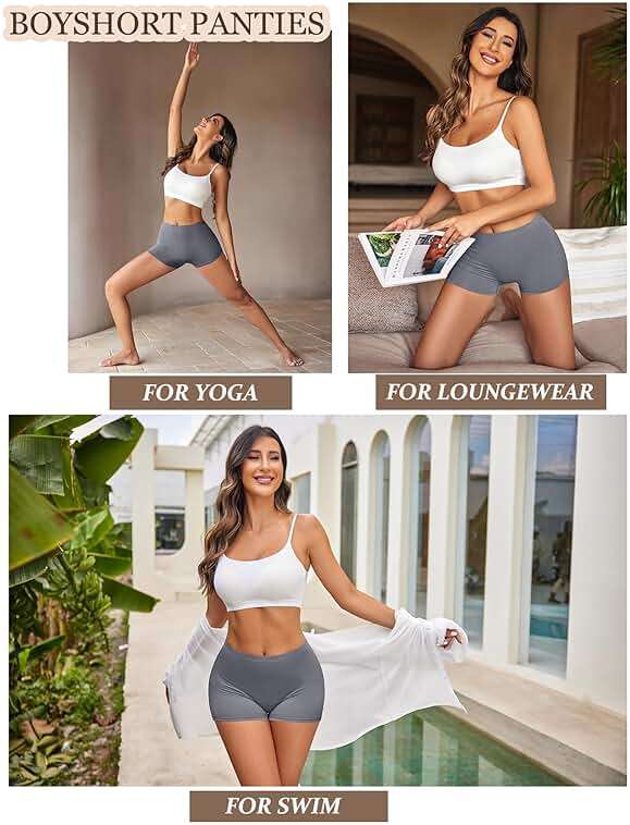 Ekouaer Boyshort Panties Women's Soft Underwear Briefs Invisible Hipster 3 Pack Seamless Boxer Brief Panties S-XXL - Image 5