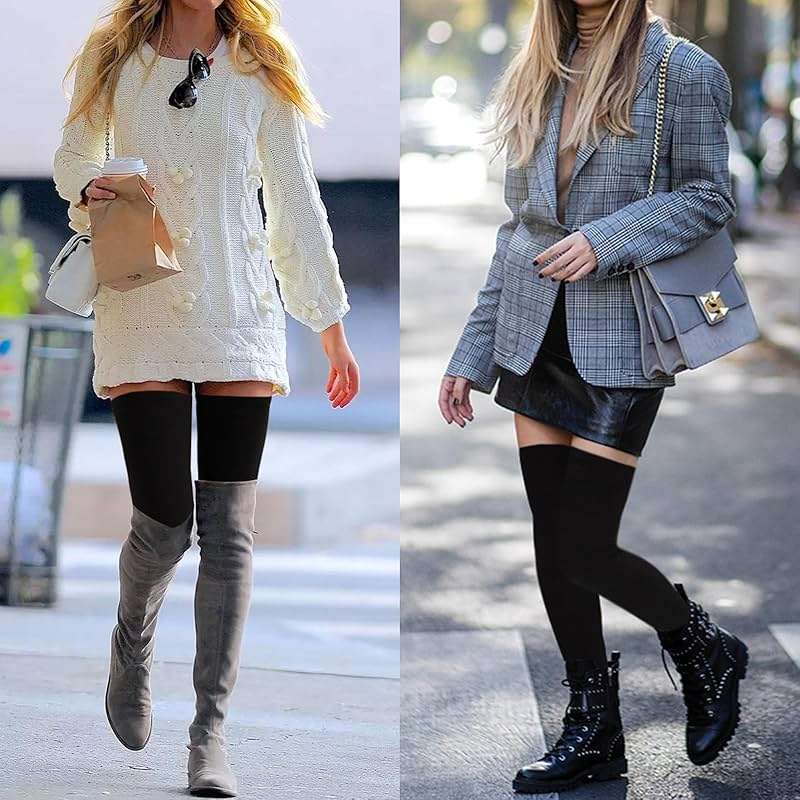 Thigh High Socks for Women Warm Thick Fleece Lined Thigh Highs Boot socks Leg Warmers - Image 7