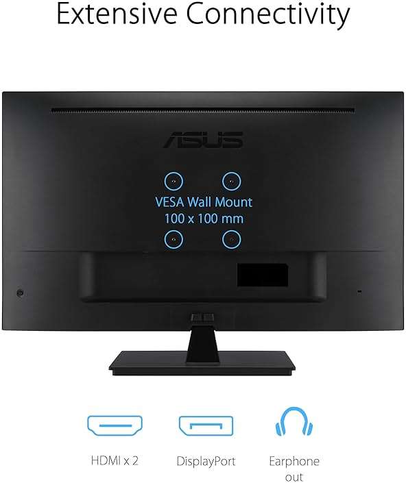ASUS 31.5” 4K HDR Eye Care Monitor (VP327Q) – UHD (3840 x 2160), 99% sRGB, HDR-10, Adaptive-Sync, Speakers, DisplayPort, HDMI, Flicker Free, Blue Light Filter, VESA Mountable,Black - Image 5