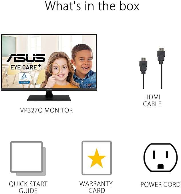 ASUS 31.5” 4K HDR Eye Care Monitor (VP327Q) – UHD (3840 x 2160), 99% sRGB, HDR-10, Adaptive-Sync, Speakers, DisplayPort, HDMI, Flicker Free, Blue Light Filter, VESA Mountable,Black - Image 6