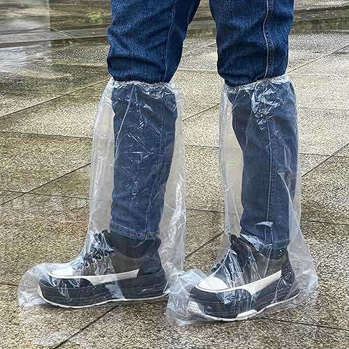 Fancystyle Disposable Plastic Boot and Shoe Covers 19 inch Tall Extra Large Resistant Water/Skid Resistant, Clear(80) - Image 2