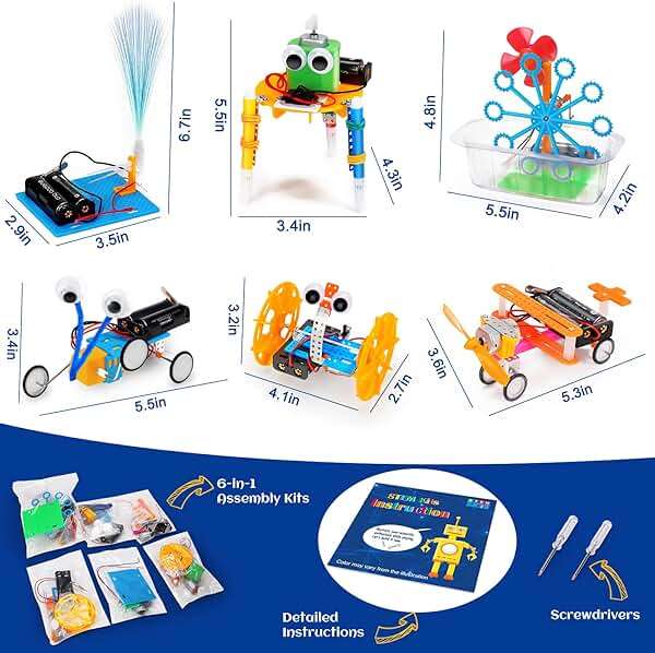 STEM Robotics Kit 6 Set Science Experiments Project Activities Toys for Kids 4-8 8-12 Engineering Building Electronic Motor Robot Kid Craft Boy Girl 5 6 7 8 9 10 12 Year Old Outdoor Toy - Image 2