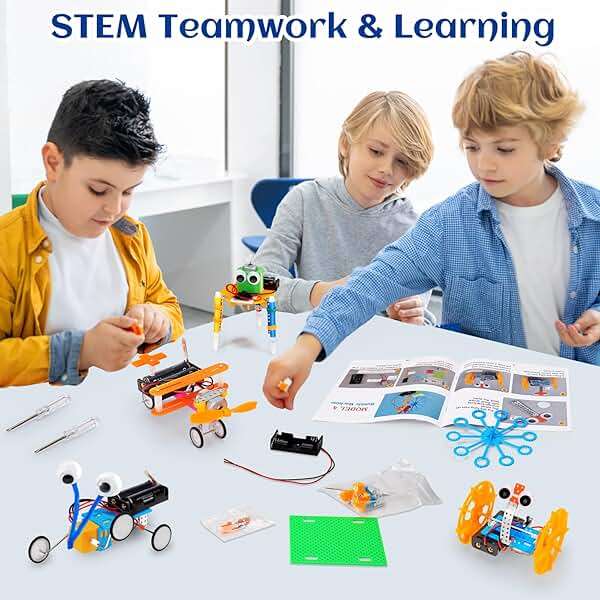 STEM Robotics Kit 6 Set Science Experiments Project Activities Toys for Kids 4-8 8-12 Engineering Building Electronic Motor Robot Kid Craft Boy Girl 5 6 7 8 9 10 12 Year Old Outdoor Toy - Image 4