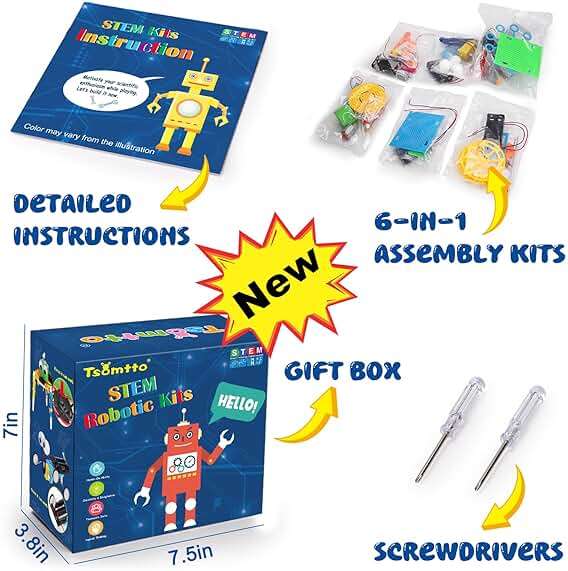 STEM Robotics Kit 6 Set Science Experiments Project Activities Toys for Kids 4-8 8-12 Engineering Building Electronic Motor Robot Kid Craft Boy Girl 5 6 7 8 9 10 12 Year Old Outdoor Toy - Image 7