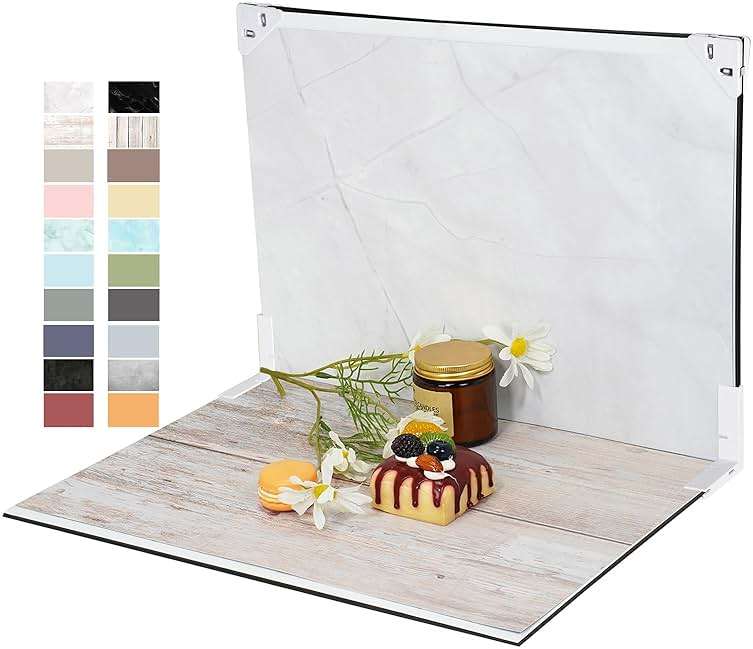 Yoocheese Photo Backdrop for Product Photography - Tabletop Photo Backdrop Kit - 10 Double-Sided Backgrounds, 20 Patterns - 1-Min Setup for Food Photography & Small Products, 16.5 x 11.7 in - Image 1
