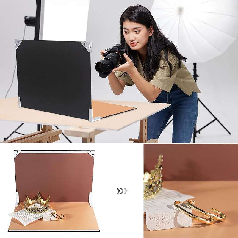 Yoocheese Photo Backdrop for Product Photography - Tabletop Photo Backdrop Kit - 10 Double-Sided Backgrounds, 20 Patterns - 1-Min Setup for Food Photography & Small Products, 16.5 x 11.7 in - Image 2
