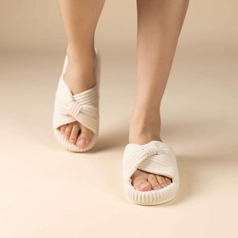 Chantomoo Slippers for Women Memory Foam House Bedroom Corduroy Bow Crossbands Slipper Shoes Comfy Trendy Gift Slippers - Image 6