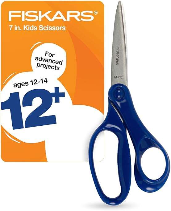 Fiskars 7" Student Scissors for Kids Ages 12-14, Scissors for School or Crafting, Back to School Supplies, Blue - Image 1