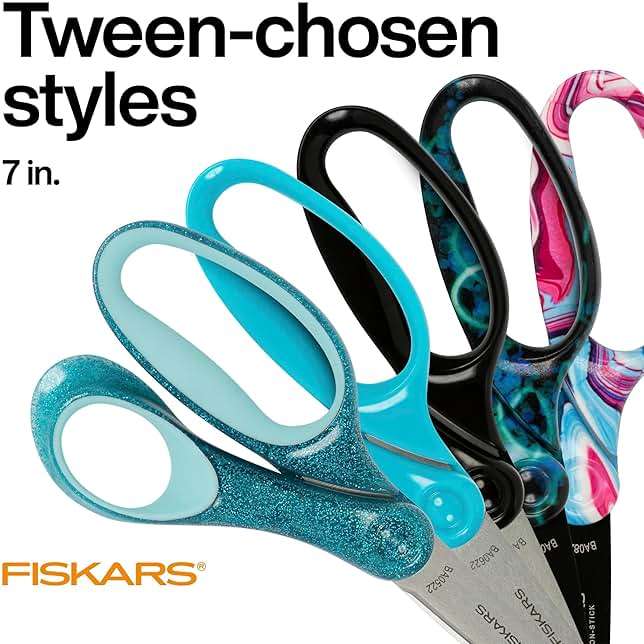Fiskars 7" Student Scissors for Kids Ages 12-14, Scissors for School or Crafting, Back to School Supplies, Blue - Image 6