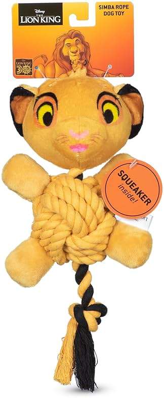 Disney for Pets The Lion King Simba Knotty Rope Pet Toy with Squeaker, 9in Dog Toys | Rope Tug Toy for Dogs Inspired by Simba of The Lion King - Image 1