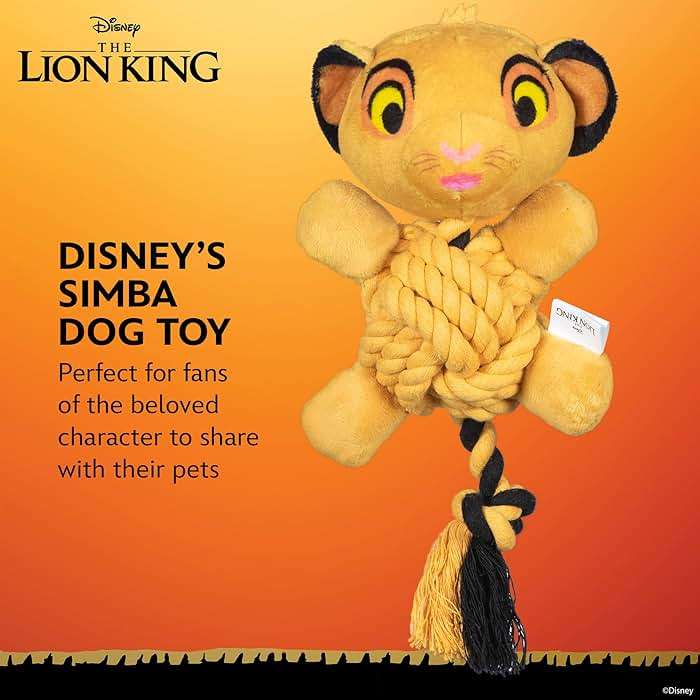 Disney for Pets The Lion King Simba Knotty Rope Pet Toy with Squeaker, 9in Dog Toys | Rope Tug Toy for Dogs Inspired by Simba of The Lion King - Image 2