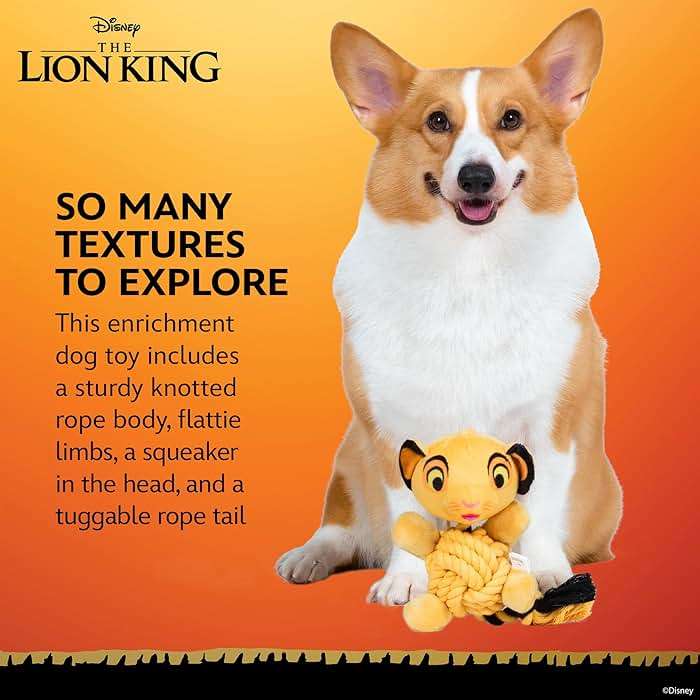 Disney for Pets The Lion King Simba Knotty Rope Pet Toy with Squeaker, 9in Dog Toys | Rope Tug Toy for Dogs Inspired by Simba of The Lion King - Image 3