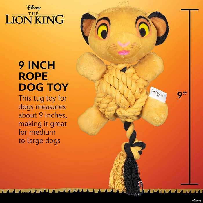 Disney for Pets The Lion King Simba Knotty Rope Pet Toy with Squeaker, 9in Dog Toys | Rope Tug Toy for Dogs Inspired by Simba of The Lion King - Image 5