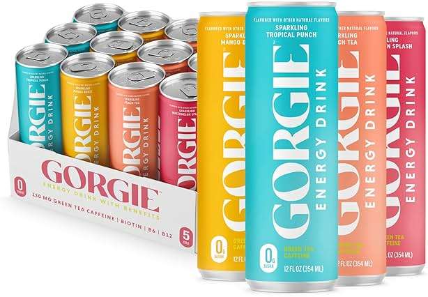GORGIE Sugar Free Natural Energy Drinks, BestSellers Variety (12 Pack) - Healthy Energy Drinks - Natural Coffee Replacement with Green Tea Caffeine and Biotin - 150mg Caffeine, Vegan, & Low Calorie - Image 1