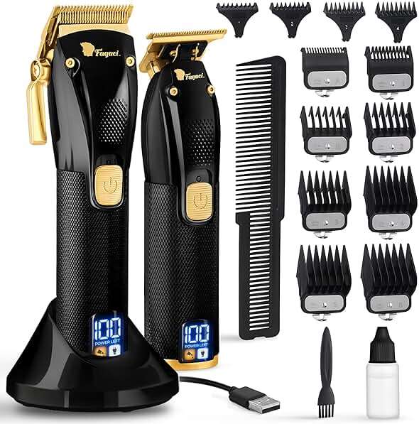 Fagaci Professional Hair Clippers for Men Set Turbo Power with Precise Cutting, Barber Clippers for Hair Cutting, Cordless Hair Clippers and Trimmers Set, Maquina de Cortar Cabello, Haircut Barber Kit - Image 1