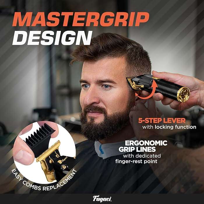 Fagaci Professional Hair Clippers for Men Set Turbo Power with Precise Cutting, Barber Clippers for Hair Cutting, Cordless Hair Clippers and Trimmers Set, Maquina de Cortar Cabello, Haircut Barber Kit - Image 5