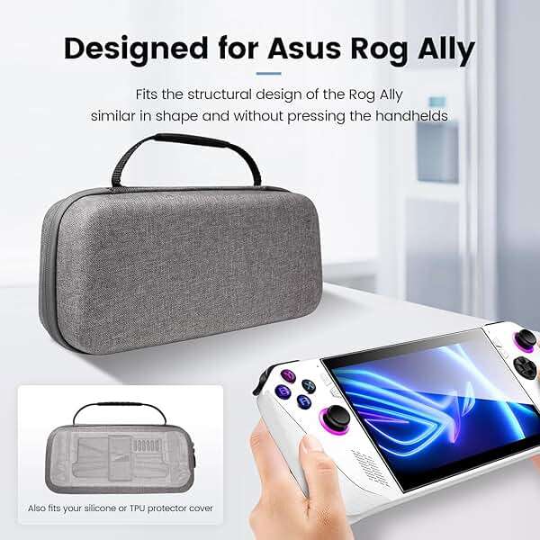 sarlar Rog Ally Carrying Case Compitable with ASUS ROG Ally Gaming Handheld and Accessories, Large Space Hard Shell Case Fit AC Adapter and Power Bank for Travel and Storage - Image 3