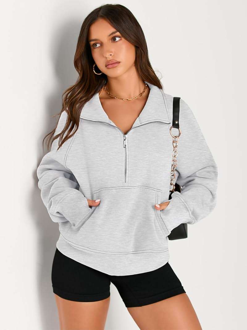 AUTOMET Womens Sweatshirts Half Zip Cropped Pullover Fleece Quarter Zipper Hoodies 2026 Fall Fashion Outfits Clothes - Image 3