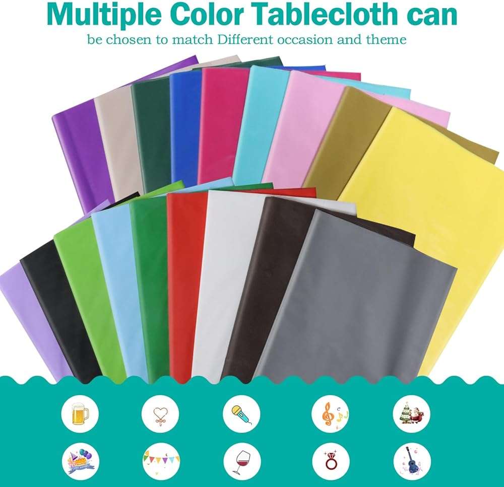 tujol Ivory 6 Pack Plastic Table Cloth 54" x 108", Disposable Tablecloths Rectangle Table Cover, Plastic Tablecloths for Parties - Image 7
