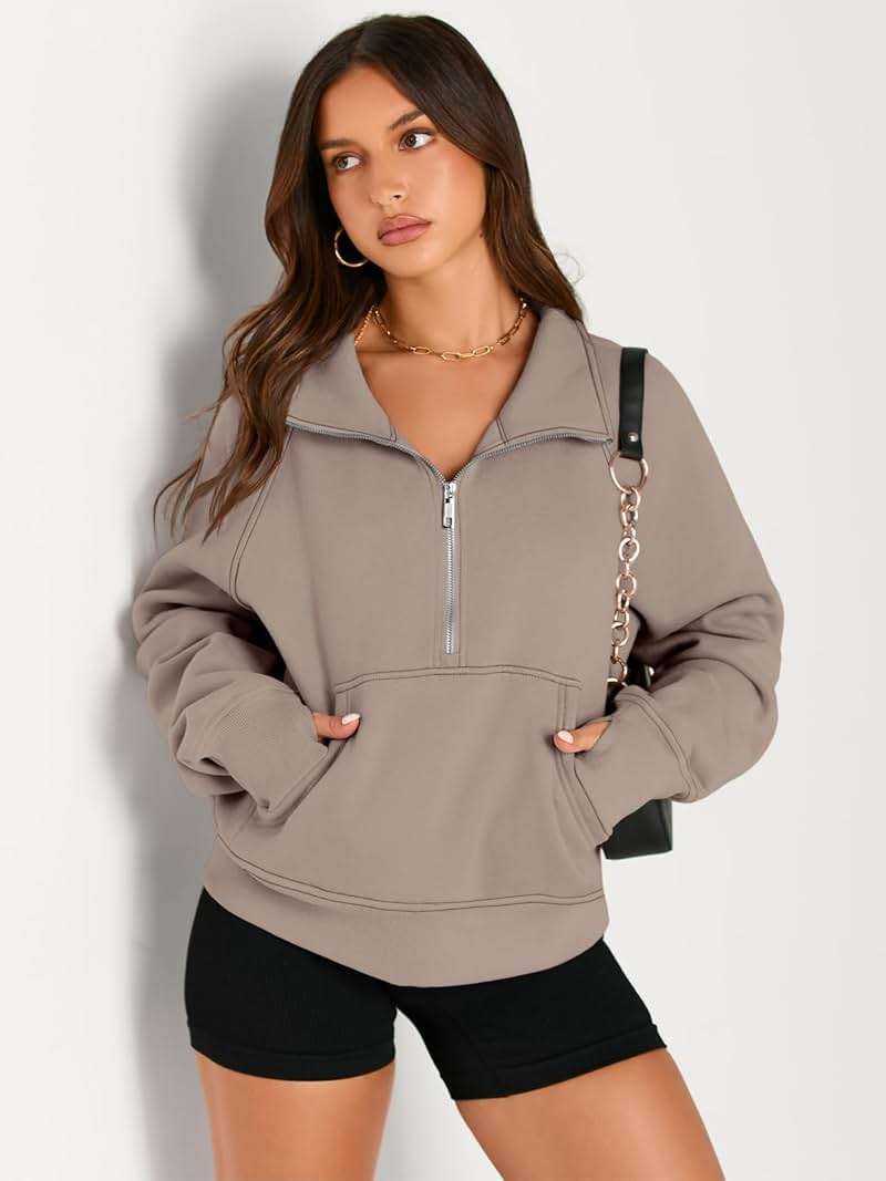 AUTOMET Womens Sweatshirts Half Zip Cropped Pullover Fleece Quarter Zipper Hoodies 2026 Fall Fashion Outfits Clothes - Image 3