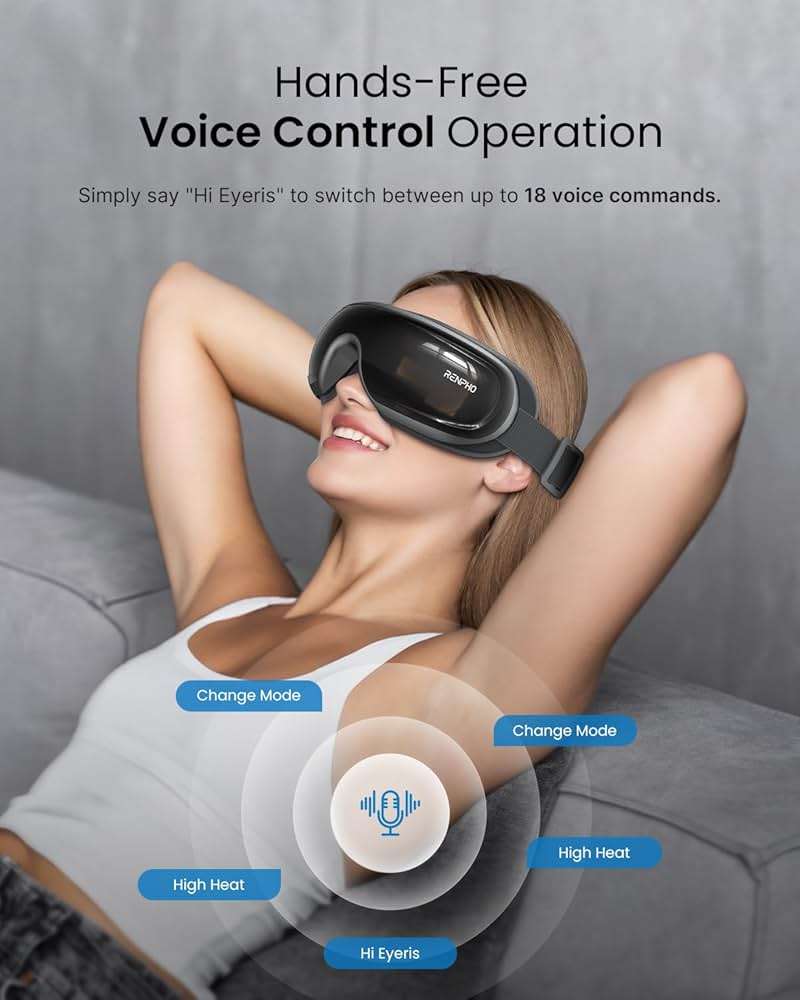 RENPHO Eye Massager with Heat and Cooling Voice Control, Fathers Day Dad Gifts for Husband Men, FSA Eligible HSA, Massaging Eye Mask for Dry Eyes Head Tension and Stress Relief - Eyeris 3 - Image 3