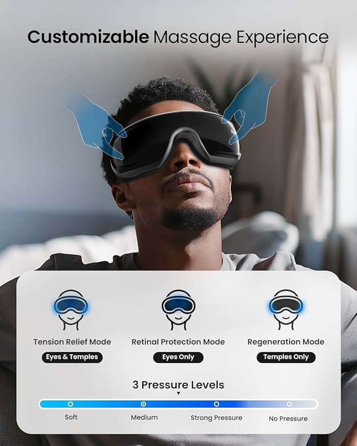RENPHO Eye Massager with Heat and Cooling Voice Control, Fathers Day Dad Gifts for Husband Men, FSA Eligible HSA, Massaging Eye Mask for Dry Eyes Head Tension and Stress Relief - Eyeris 3 - Image 5