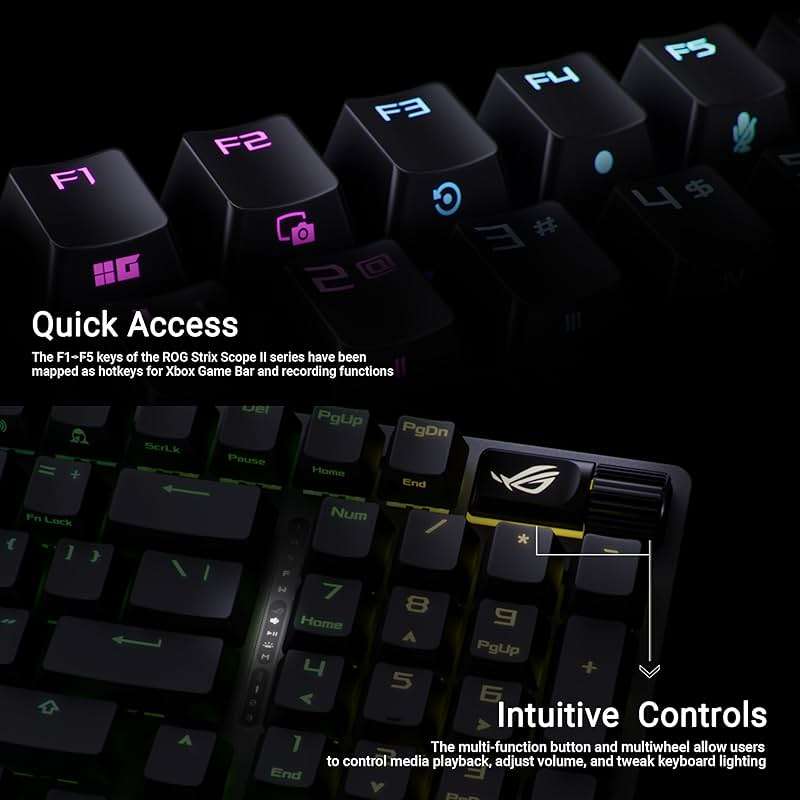 ASUS ROG Strix Scope II 96 Wireless Mechanical Gaming Keyboard – 96% Full-Size, Tri-Mode Connectivity, Hot Swappable Pre-lubed ROG NX Snow Linear Switches, PBT Keycaps, RGB, PC/Mac Support-Black - Image 7
