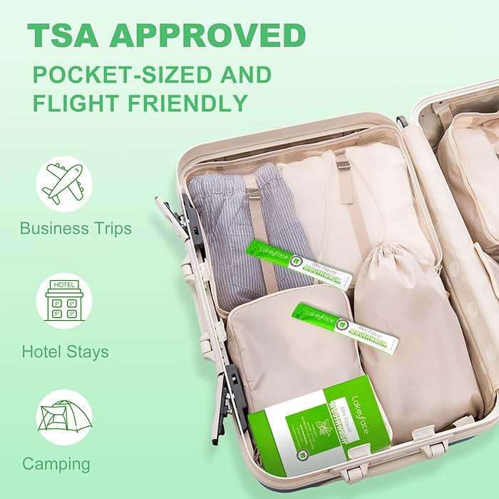 Mouthwash, 30 Packets Travel Mouth Wash for Adults, Alcohol Free, Mini Mouthwash for Travel Essential, TSA Approved Mouthwashs Bulk Pocket Size On the Go,Mint,11ml/0.37FL.OZ Each - Image 5