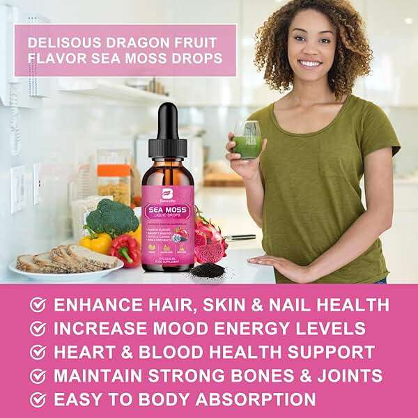 Sea Moss Liquid Drops - Organic Irish Sea Moss with Black Seed Oil, Ashwagandha, Soursop, Bladderwrack, Burdock Root, Elderberry, Turmeric | Seamoss for Immune Support, Energy, Hair & Digestion -Vegan - Image 4