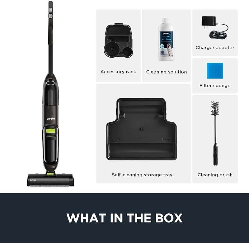 Eureka Wet Dry Vacuum Cleaner Cordless, Mop Vacuum Cleaner with Self-Cleaning System, Lightweight Hardwood Floors Vacuum for Pets and Sticky Messes, Black, NEW400 - Image 7