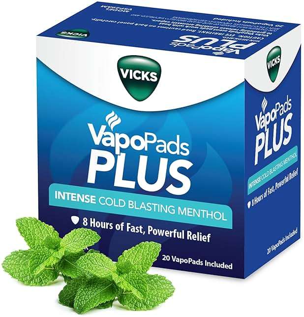 Vicks VapoPads Plus with Intense Cold Blasting Menthol - Vapor Pads Refill for Vicks Humidifiers and Steam Inhalers, Scent Pads for Congestion Relief, 20-Pack, Box Color May Vary - Image 1