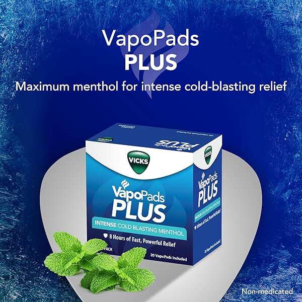 Vicks VapoPads Plus with Intense Cold Blasting Menthol - Vapor Pads Refill for Vicks Humidifiers and Steam Inhalers, Scent Pads for Congestion Relief, 20-Pack, Box Color May Vary - Image 2