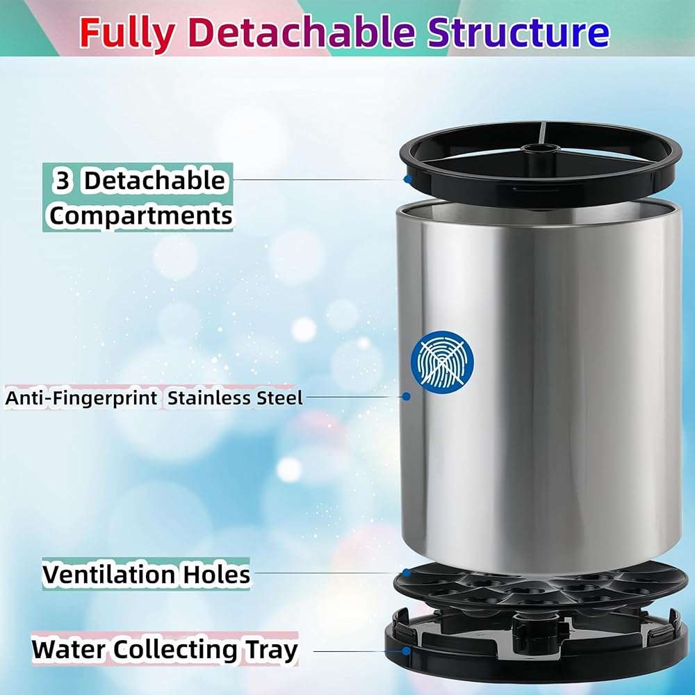 LIBODOUR Kitchen Utensil Holder Extra Large 360°Rotating For Counter Organizer Stainless Steel Storage Cooking Silverware Caddy 3 Compartment Flatware Spoon Spatula Tool Cutlery Container（Silvery） - Image 6