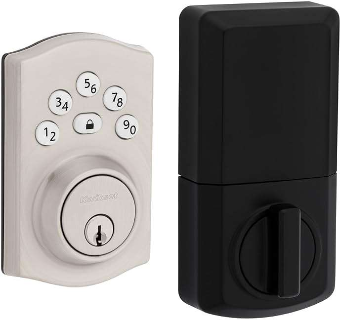 Kwikset Powerbolt 240 5-Button Keypad Satin Nickel Traditional Electronic Deadbolt Door Lock, Featuring Convenient Keyless Entry, Customizable User Codes and Auto-Locking - Image 1