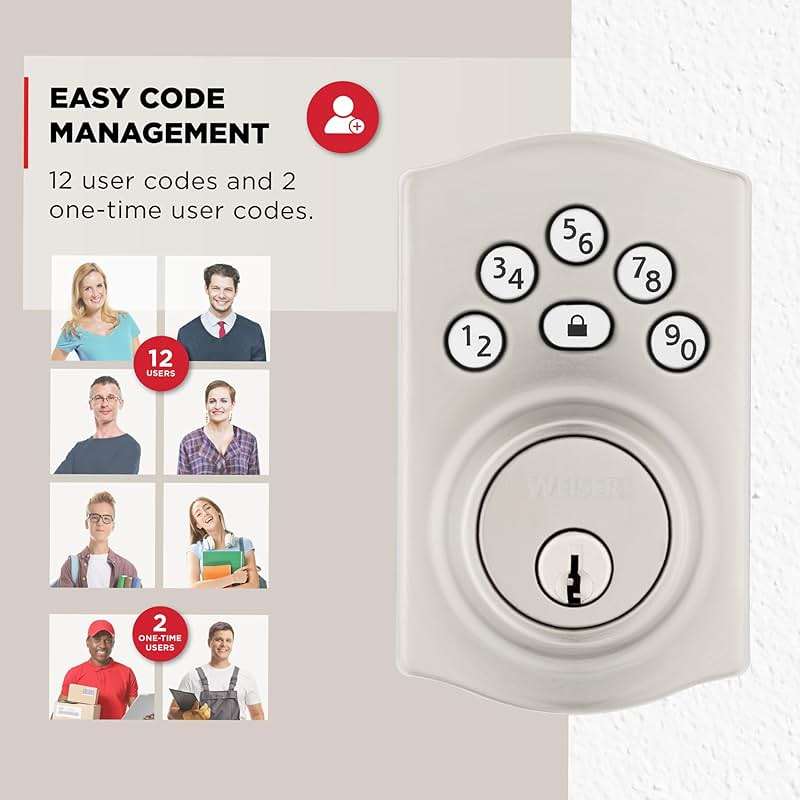 Kwikset Powerbolt 240 5-Button Keypad Satin Nickel Traditional Electronic Deadbolt Door Lock, Featuring Convenient Keyless Entry, Customizable User Codes and Auto-Locking - Image 5